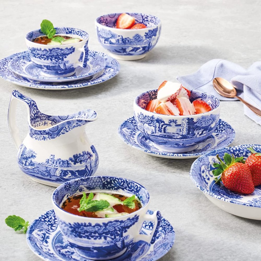 Spode Blue Italian Ascot Cereal Bowl | Set of 4 | Oatmeal, Cereal, and Rice Bow